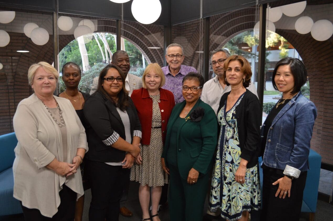 Members of the California Task Force on Family Caregiving with Assemblymember Cheryl Brown (4th from right). USC faculty member Donna Benton is 2nd from left.