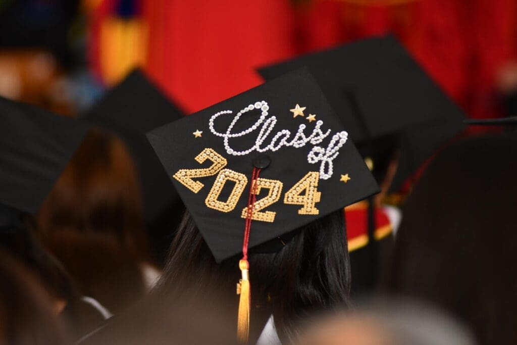 Commencement cap that says "Class of 2024"