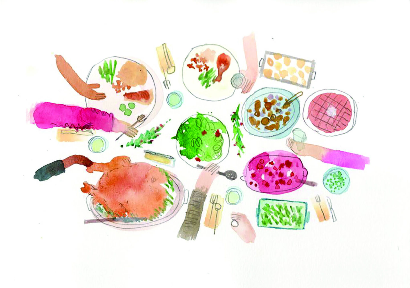 Watercolour illustration of food