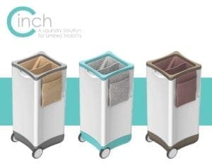 Cinch laundry hampers in different colors