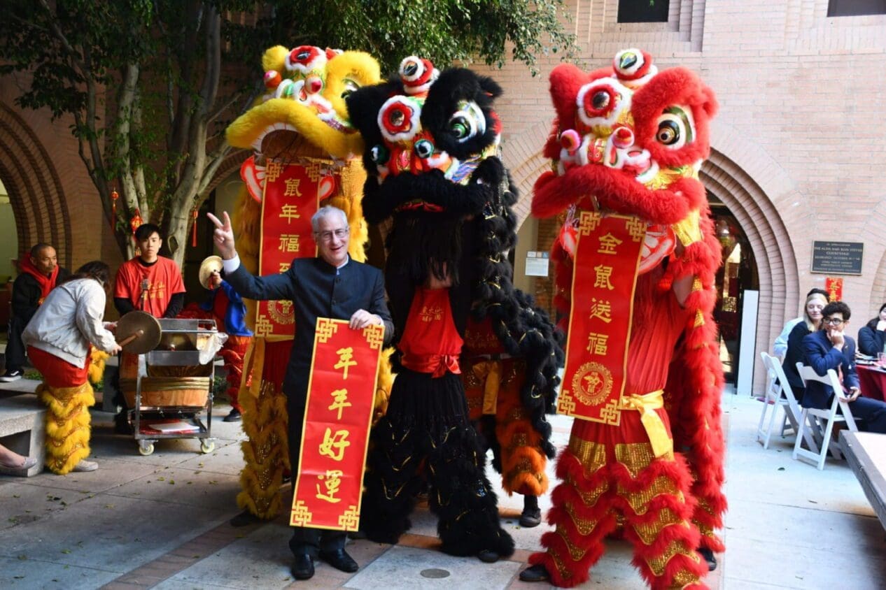 Dean Cohen with lion dancers Lunar New Year 2020