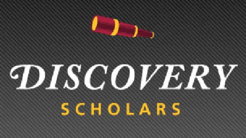 Discover Scholars logo with spyglass