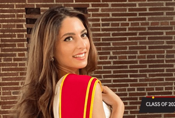 Jessica Haddad in a commencement sash with a graphic saying "Class of 2022"