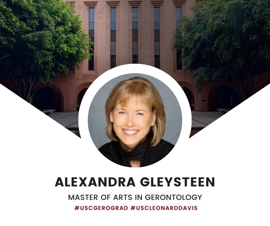 Graduation graphic for Alexandra Gleysteen, Master of Arts in Gerontology