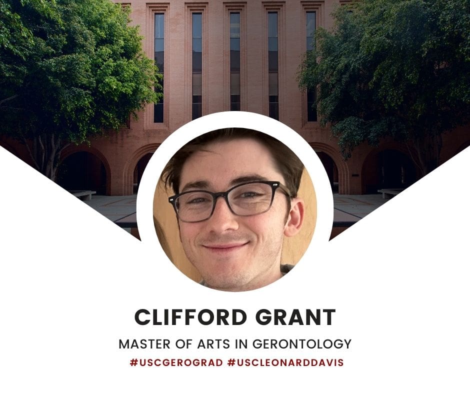 Graduation graphic for Clifford Grant, Master of Arts in Gerontology