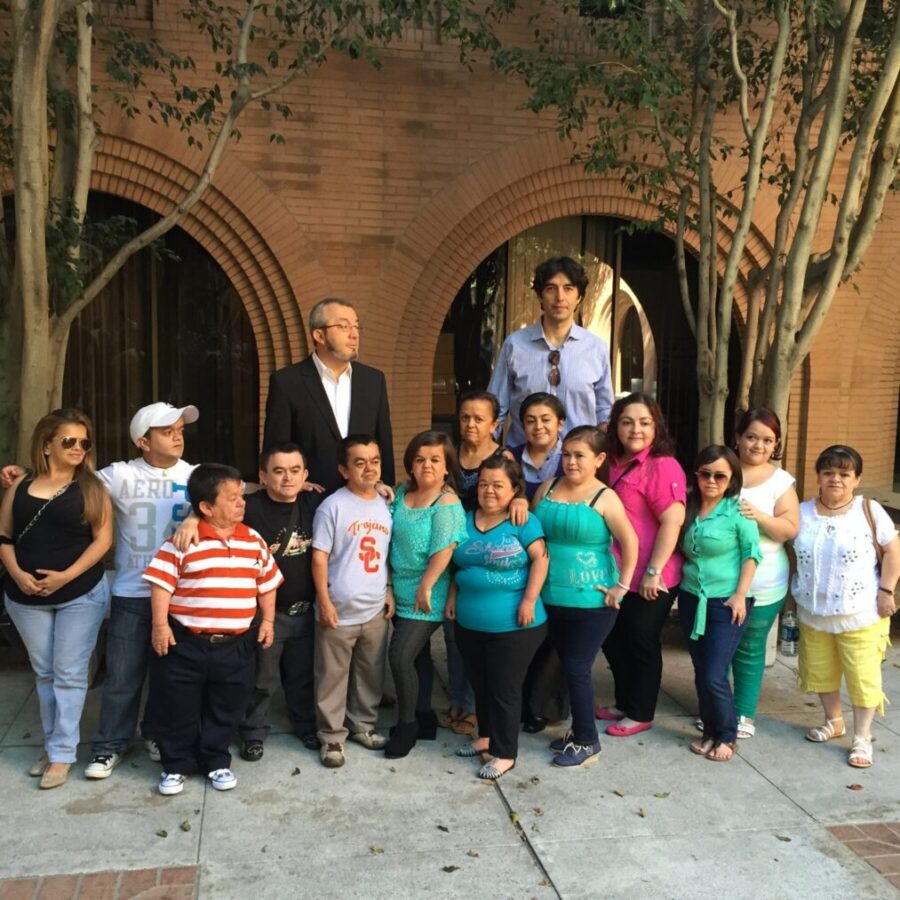 Jaime Guevara-Aguirre, Valter Longo, and several of the Laron study participants at the USC Leonard Davis School in Los Angeles.