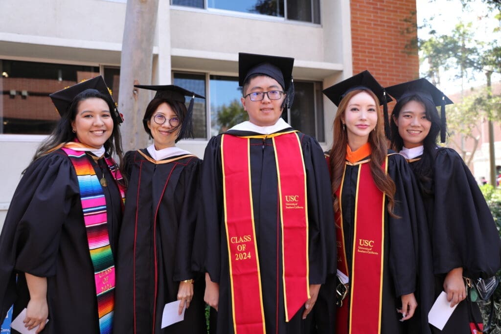 Students with commencement robes