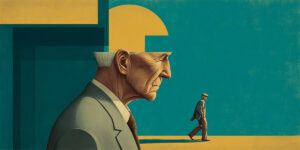 Concept illustration of brain aging generated by MidJourney