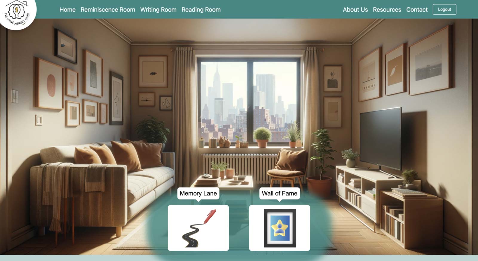 the Living Memory Home for Dementia Care Pairs (LMH-4-DCP) reminiscence room screenshot